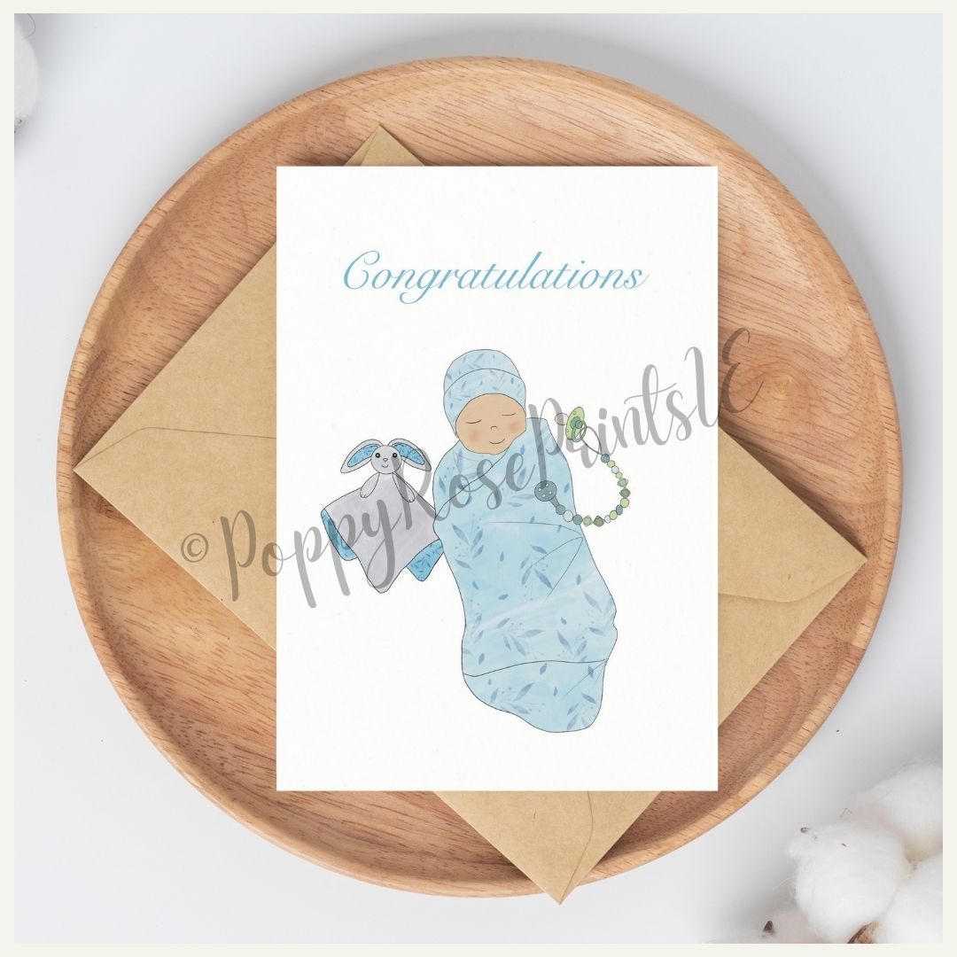 Congratulations Baby Card - Blue