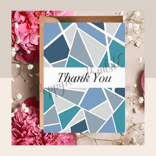 Thank You - Greeting Card (Geometric Design - multiple colour variations available)