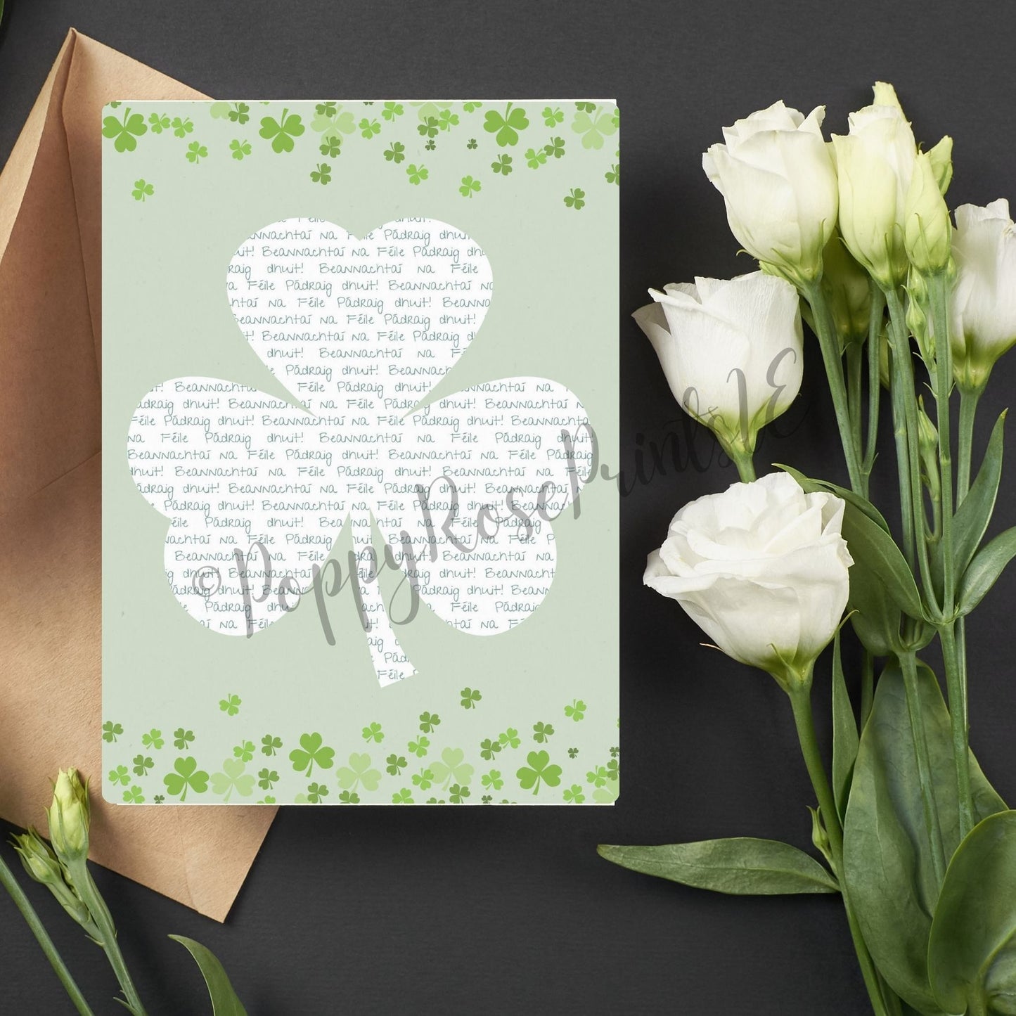 St Patrick's Day - Font Filled Shamrock - Greeting Card