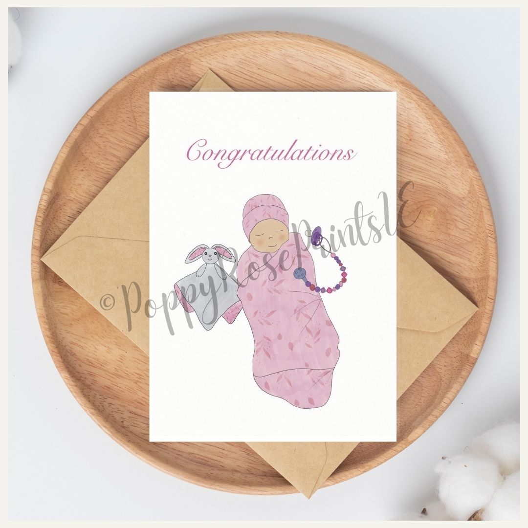Congratulations Baby Card - Pink