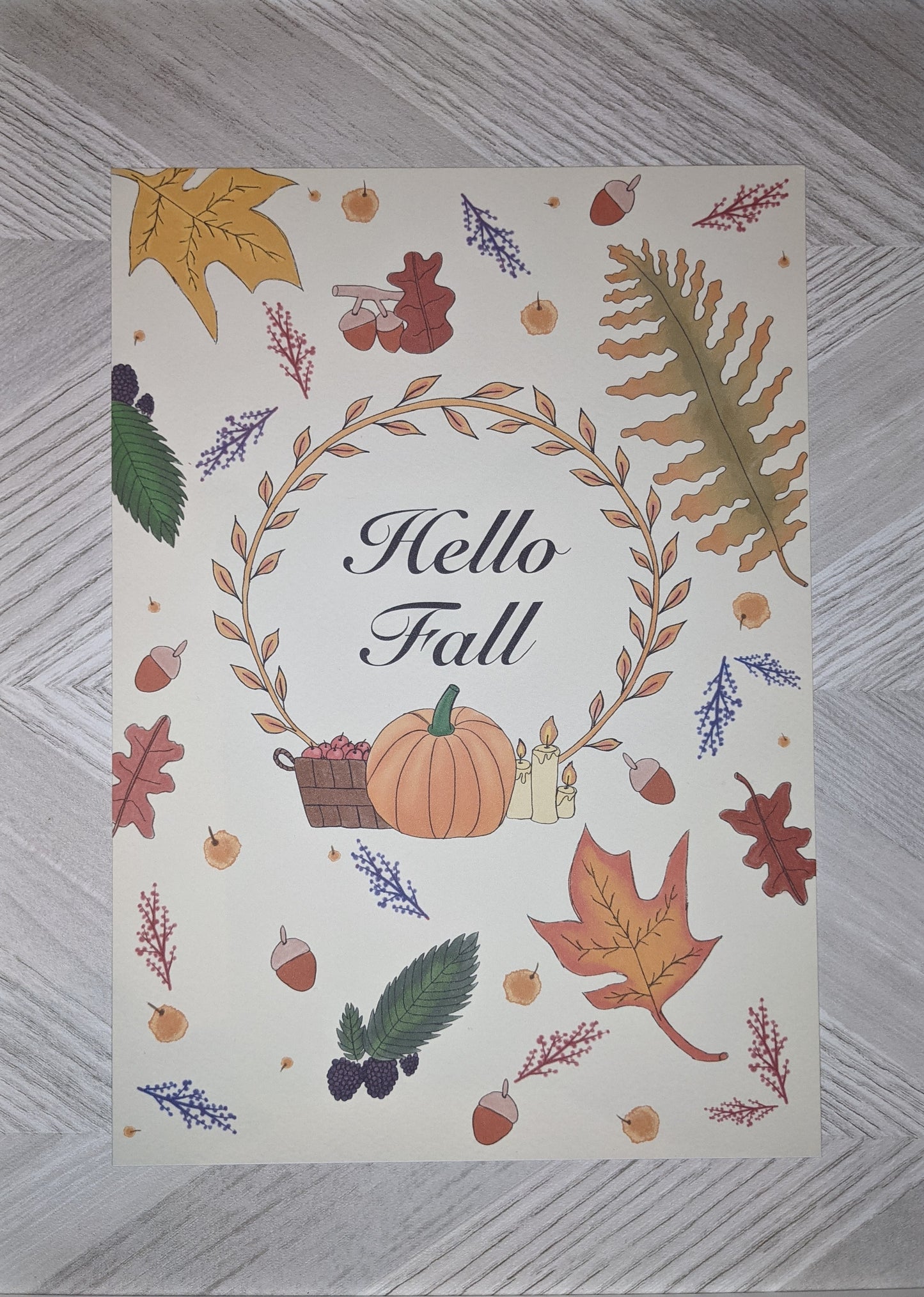 Hello Fall - A4 Autumn Art Print